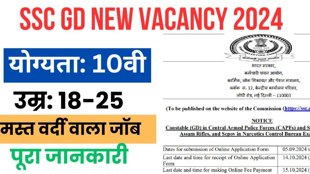 SSC GD Constable New Vacancy 2024