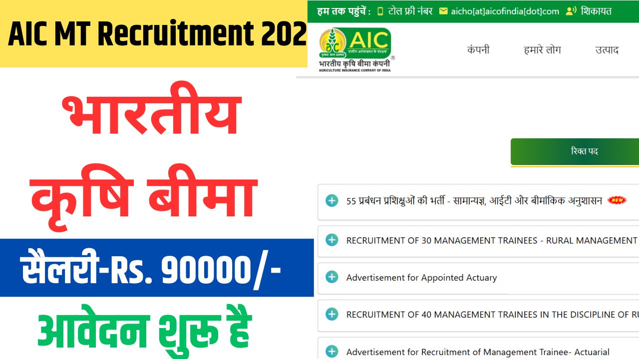 AIC MT Recruitment 2025 Apply Online