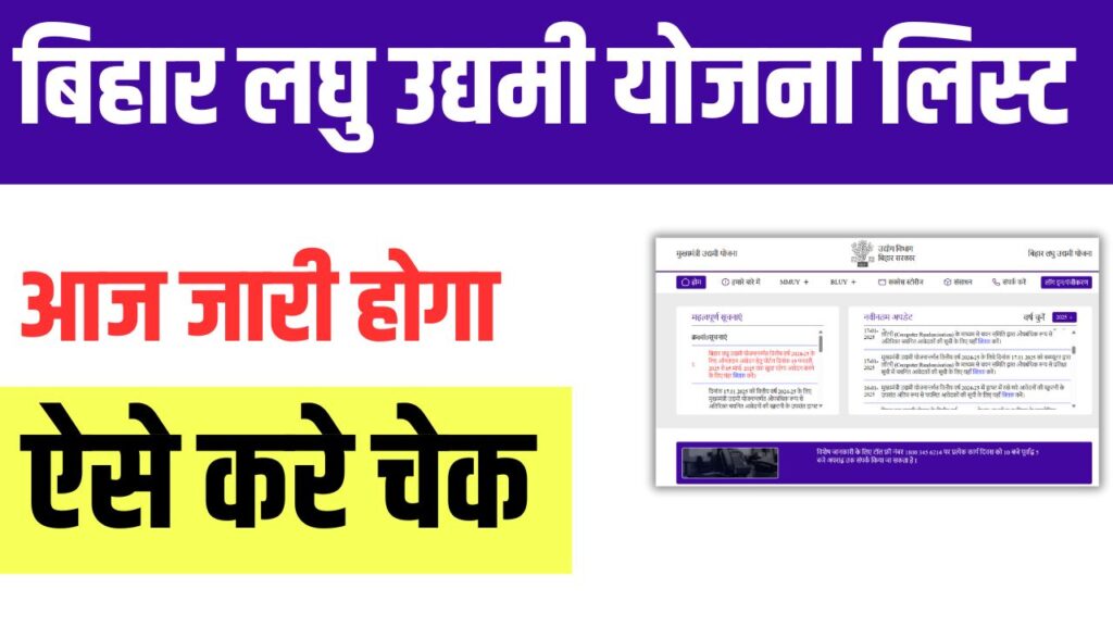 Bihar Laghu Udyami Yojana Selection List 2025