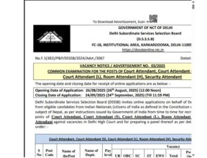 DSSSB New Recruitment 2025 Apply online 