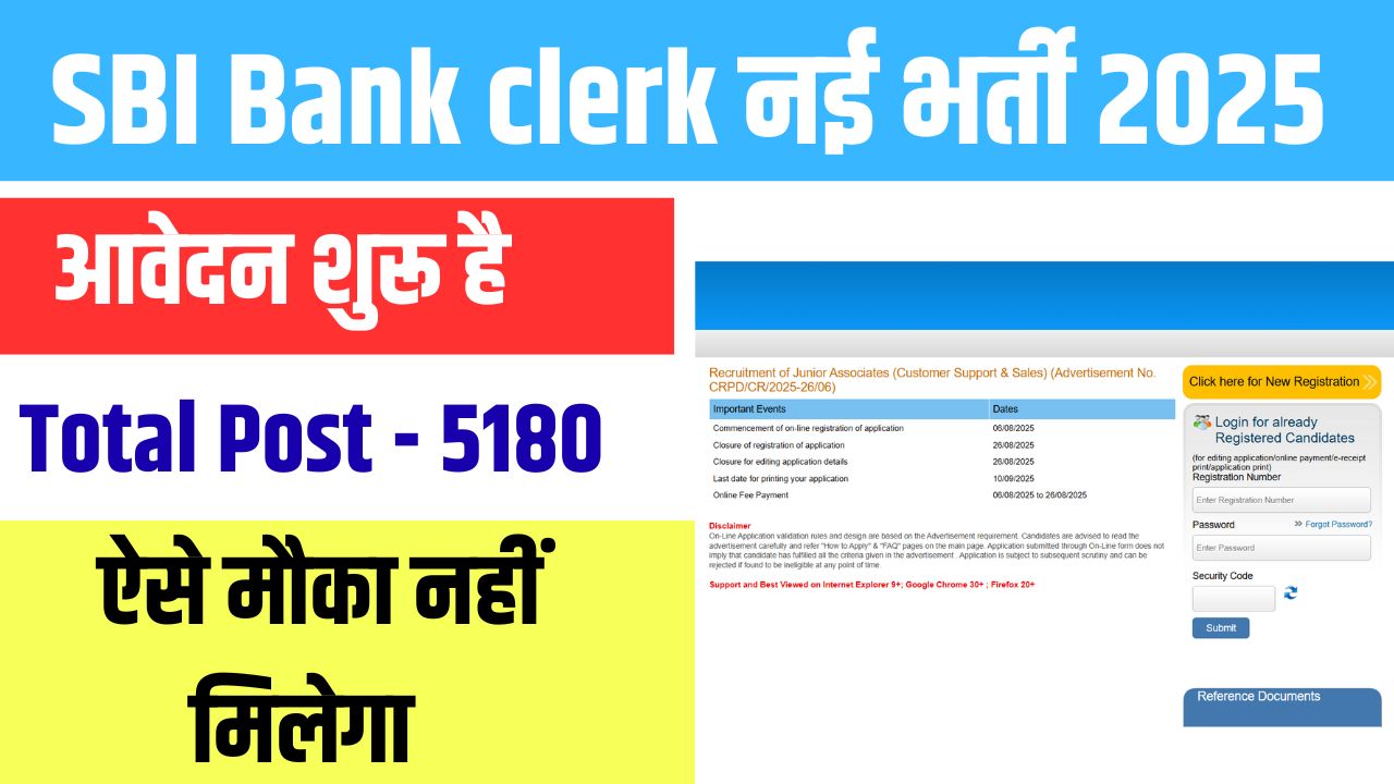 SBI Bank Clerk Vacancy 2025 Online Apply